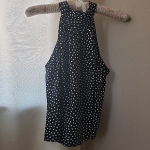 INC Black/white polka dot halter top
